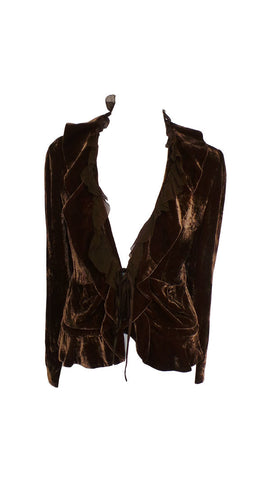 DKNY Brown Crushed Velvet Fluid Jacket